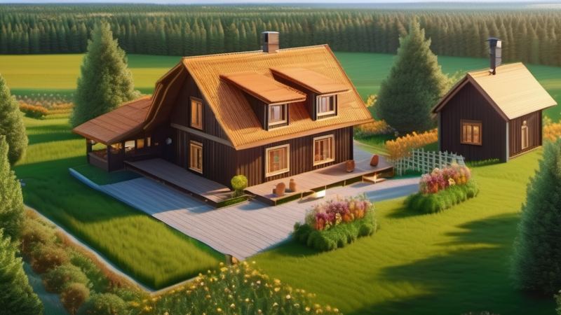 Аэросъёмка деревни летом